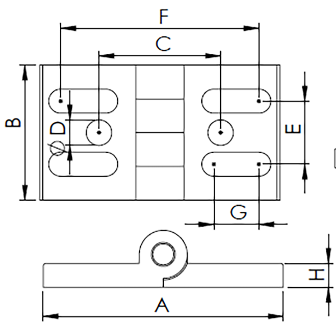 Bisagra de aluminio ranura ovalada