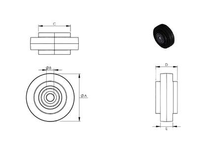 Rueda guía para perfil extruido
